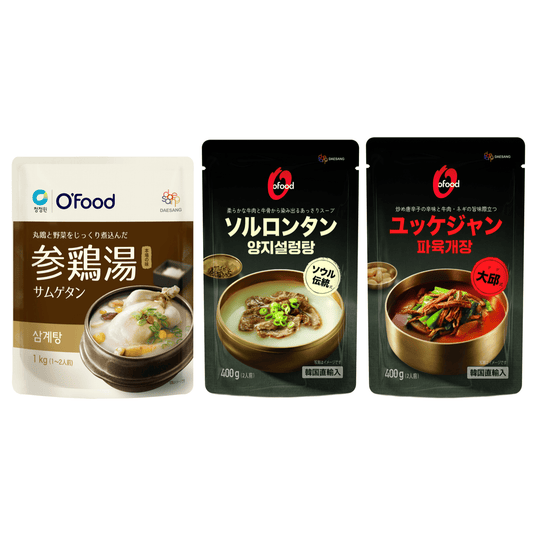 【送料無料】じっくり煮込んだ韓国スープ3種 (サムゲタン／ソルロンタン／ユッケジャン)｜국물